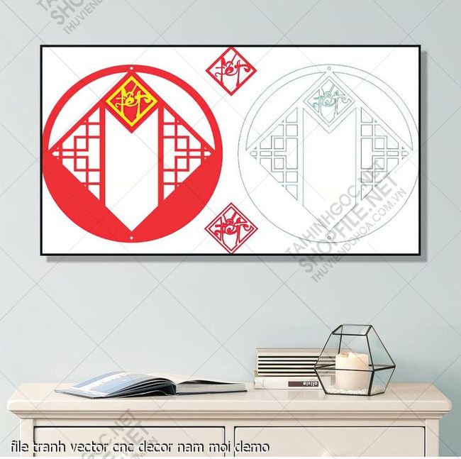 file tranh vector cnc decor nam moi